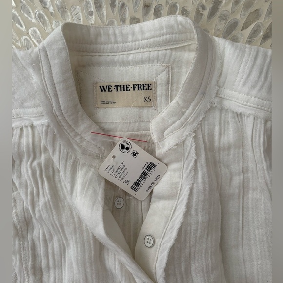 NWT** Free People We The Free Valley Cotton Doublecloth Button-Up Shirt XS - Picture 9 of 14